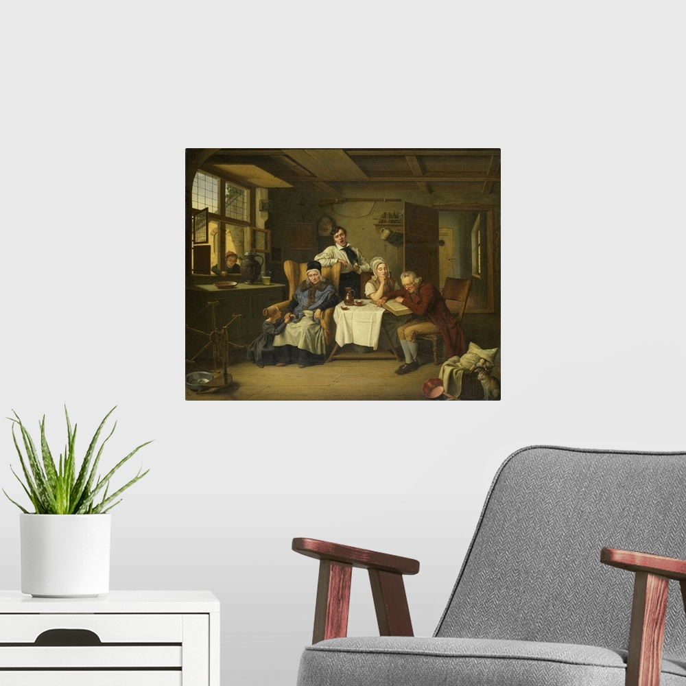 A modern room featuring Bible Reading, by Eduard Karl Gustav Lebrecht Pistorius, 1831, Dutch painting, oil on canvas. Gen...
