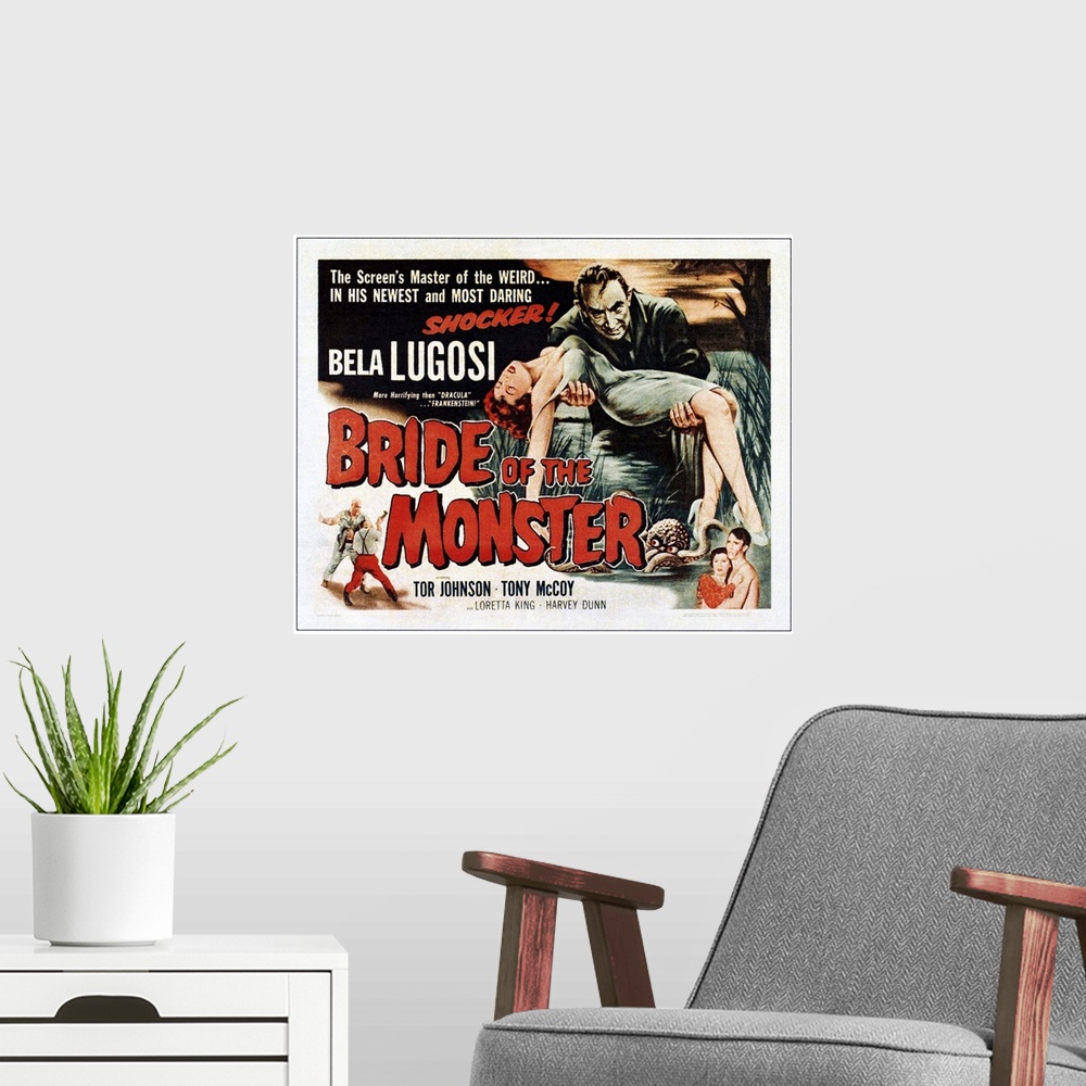A modern room featuring Bride Of The Monster - Vintage Movie Poster