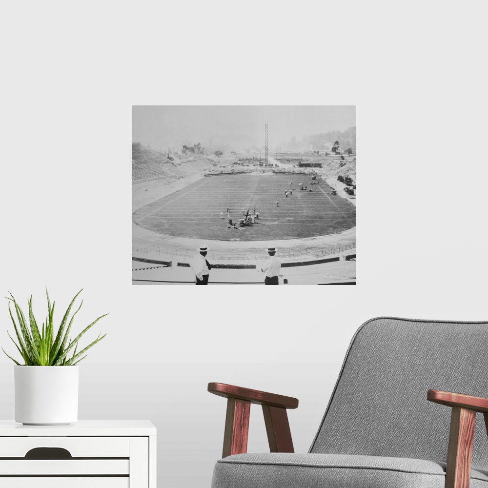 A modern room featuring Construction of the Rose Bowl Stadium, Pasadena, Los Angeles County, California. View to south, 1...