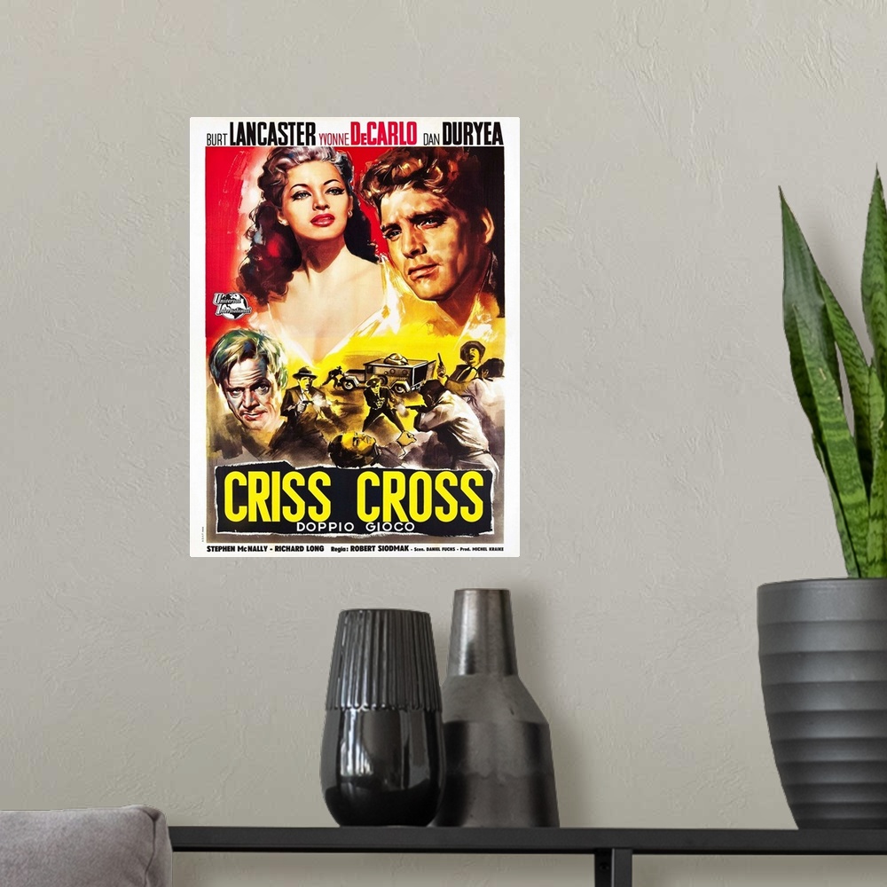 A modern room featuring Criss Cross - Vintage Movie Poster (Italian)