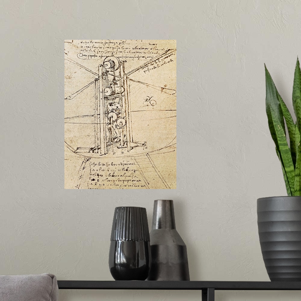 A modern room featuring Drawing of flying machine