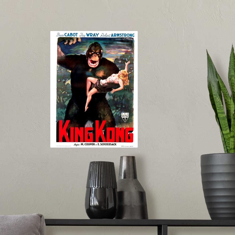 A modern room featuring King Kong, Italian Poster Art, 1933.