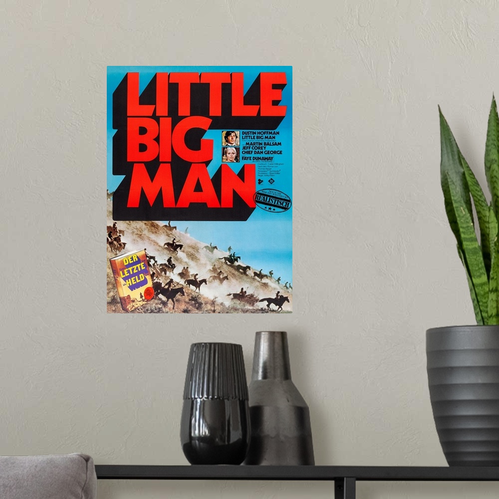 A modern room featuring Little Big Man, Dustin Hoffman, Faye Dunaway On German Poster Art, 1970