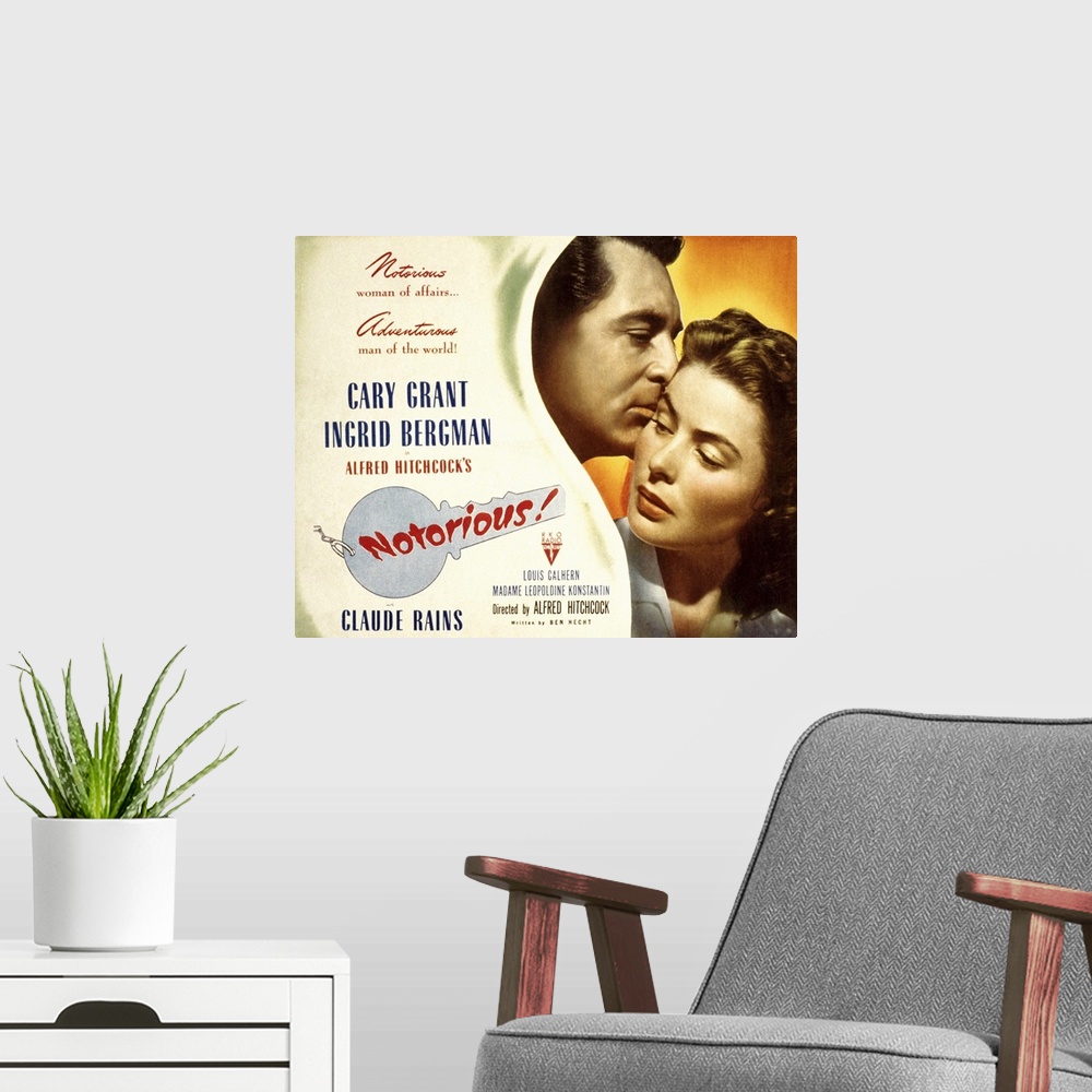 A modern room featuring Notorious - Vintage Movie Poster