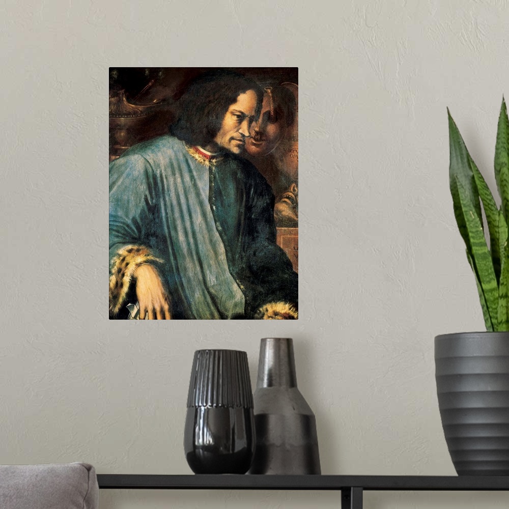 A modern room featuring Portrait of Lorenzo de Medici