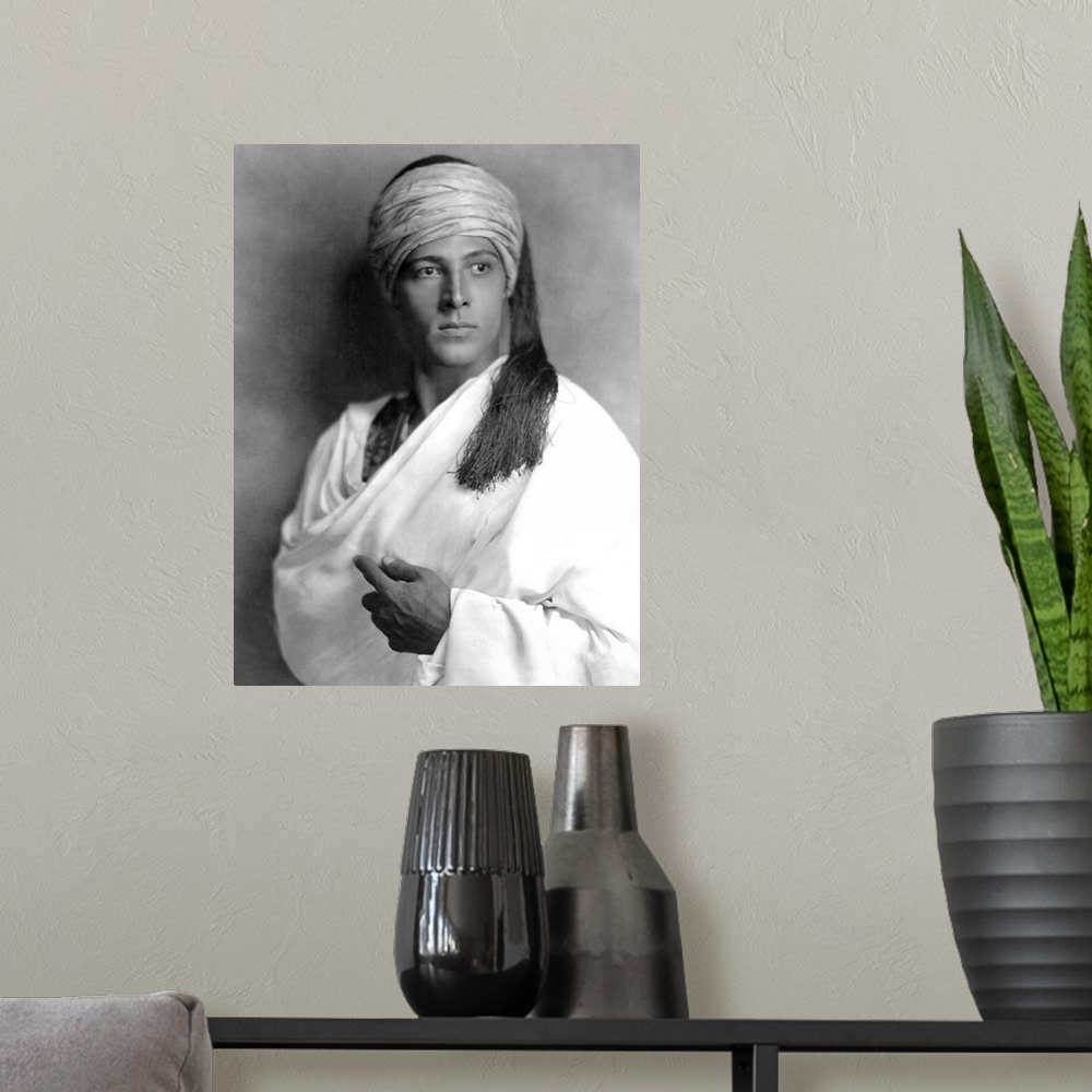 A modern room featuring Rudolph Valentino, The Sheik