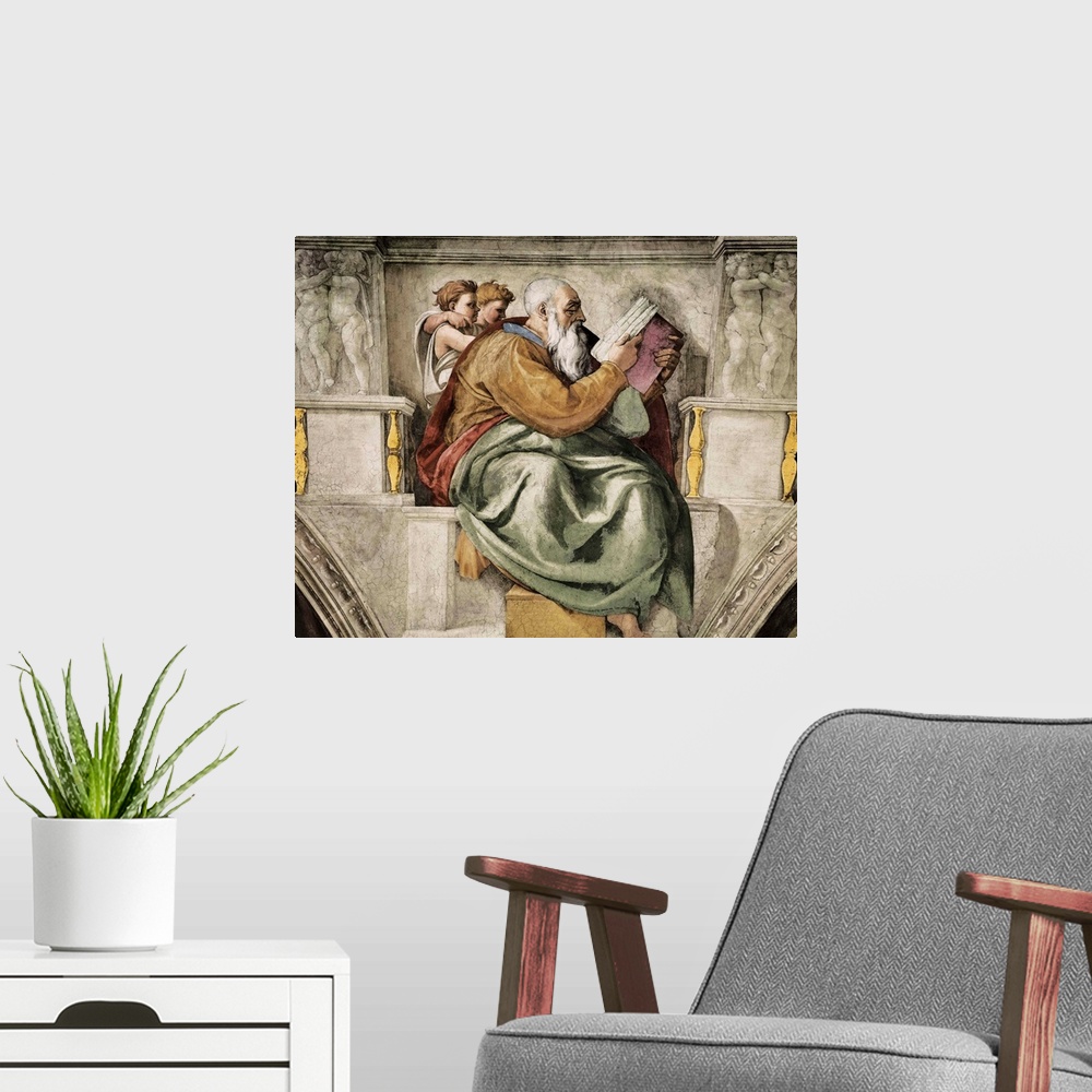 A modern room featuring Sistine Chapel, Detail with Zachariah
