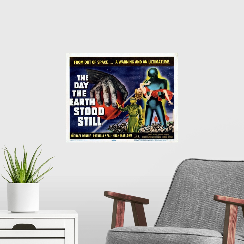 A modern room featuring The Day The Earth Stood Still, US Poster, 1951