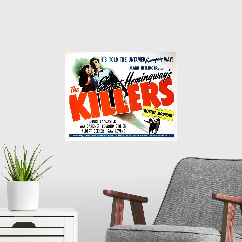 A modern room featuring The Killers, From Left, Ava Gardner, Burt Lancaster, 1946.