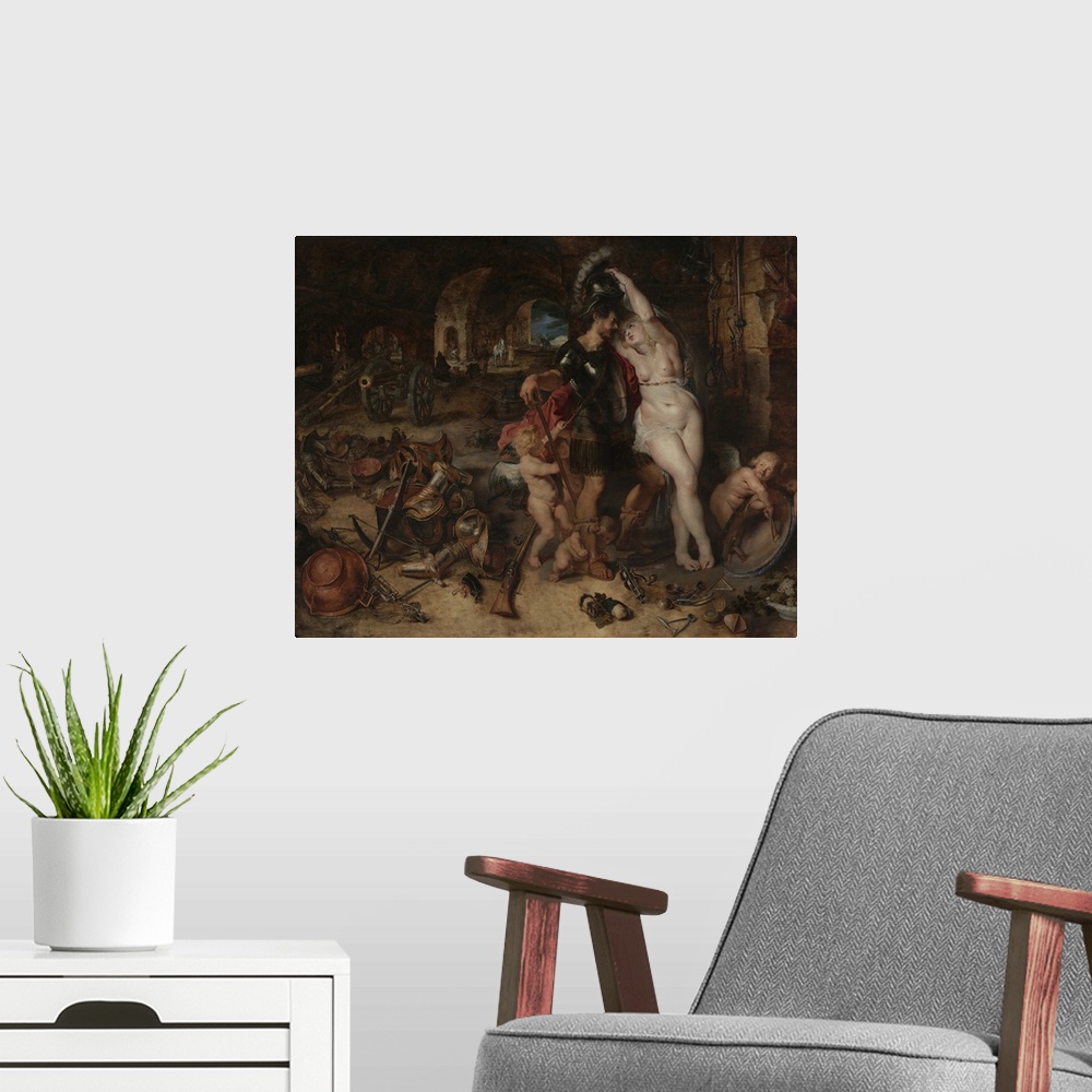 A modern room featuring The Return from War: Mars Disarmed by Venus, by Peter Paul Rubens and Jan Brueghel the Elder, 161...