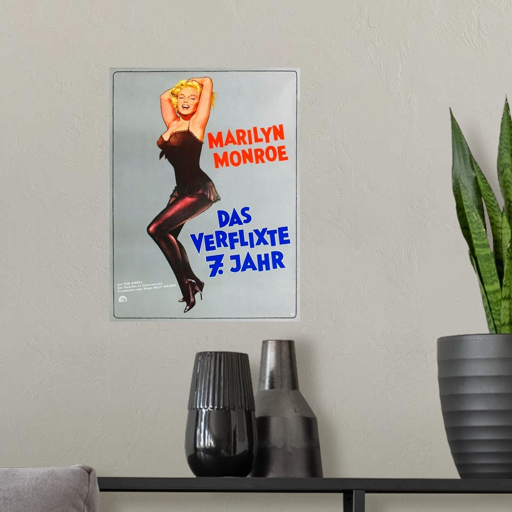 A modern room featuring The Seven Year Itch, (aka Das Verflixte 7. Jahr), Marilyn Monroe On German Poster Art, 1955.