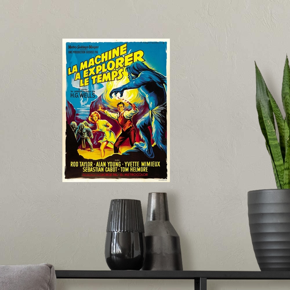 A modern room featuring The Time Machine - Vintage Movie Poster (French)