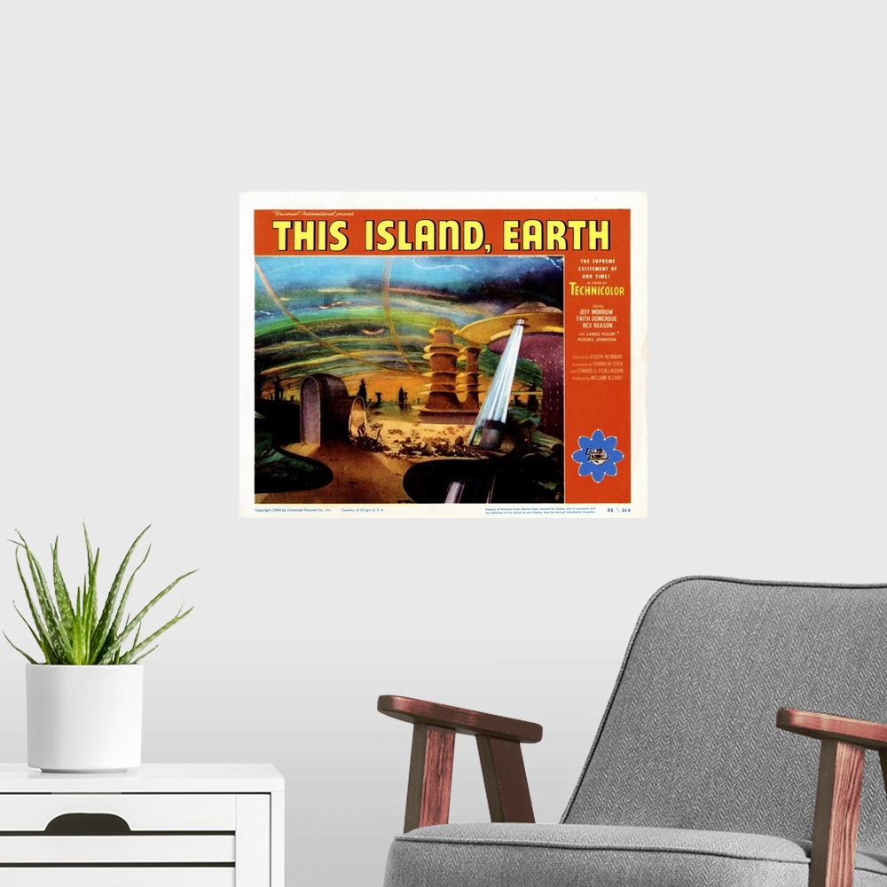 A modern room featuring This Island Earth, US Lobbycard, 1955.