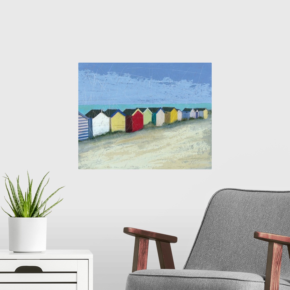 A modern room featuring Beach Huts