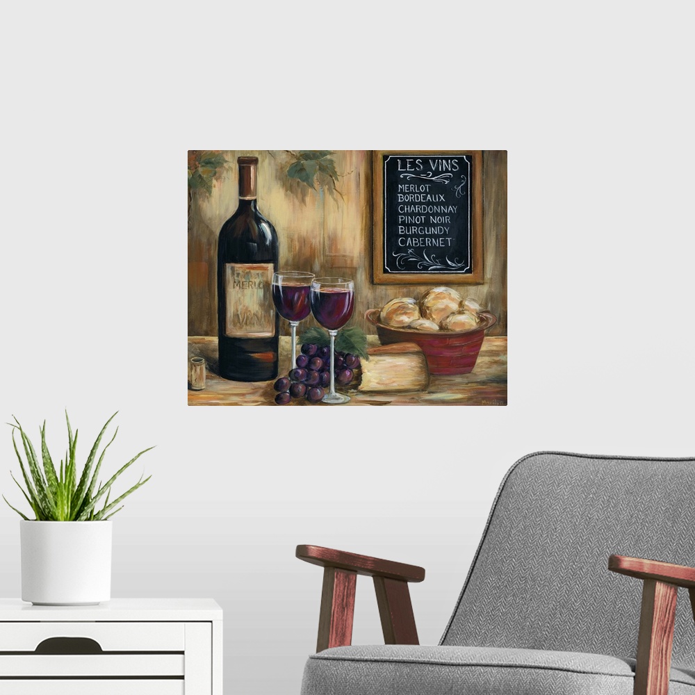 A modern room featuring Les Vins