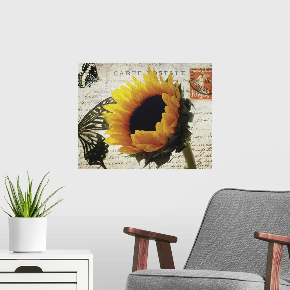 A modern room featuring Carte Postale Sunflower