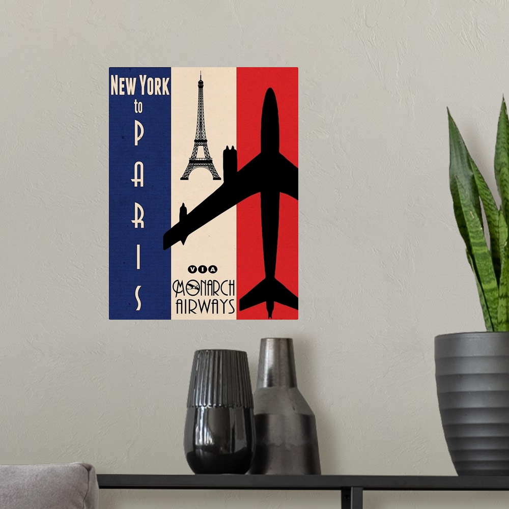 A modern room featuring New York to Paris