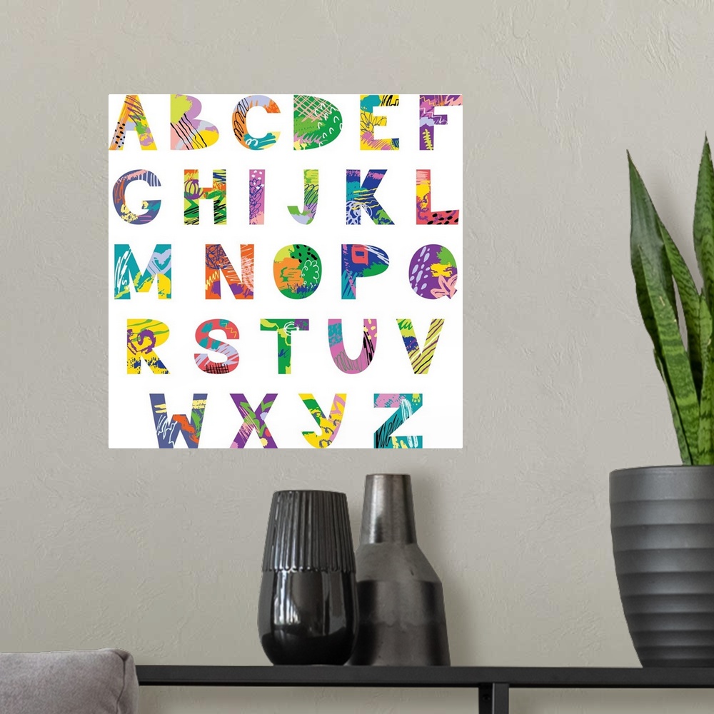 A modern room featuring Abstract Alphabet