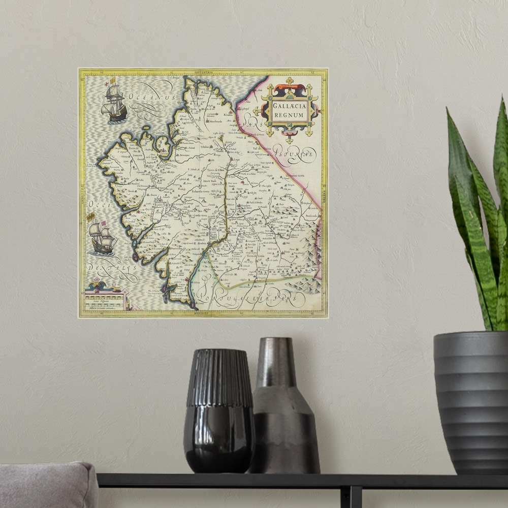 A modern room featuring Antique map of region in Spain