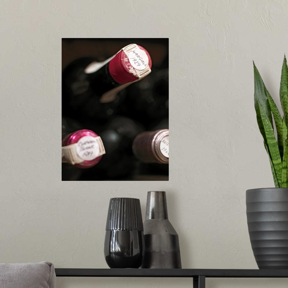 A modern room featuring Bottles of wine, close-up, Sweden.