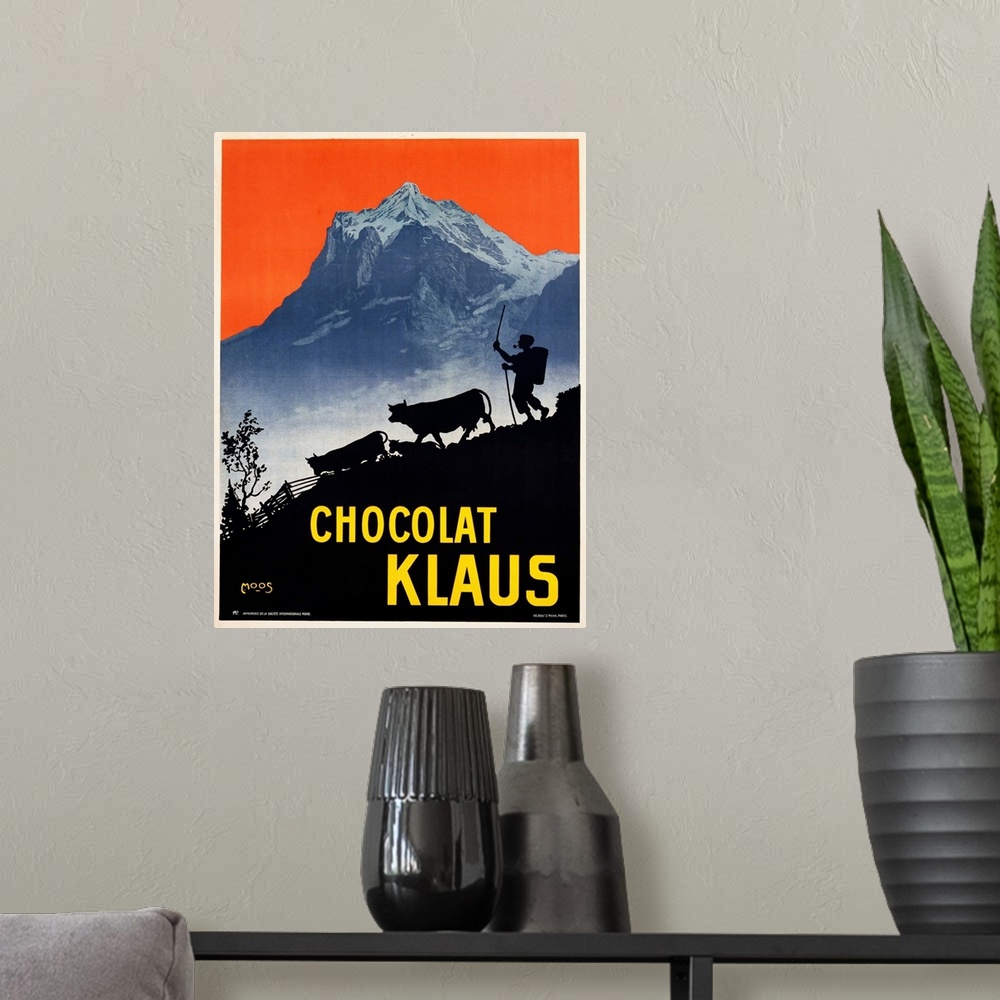 A modern room featuring Chocolat Klaus Poster By Carl Moos