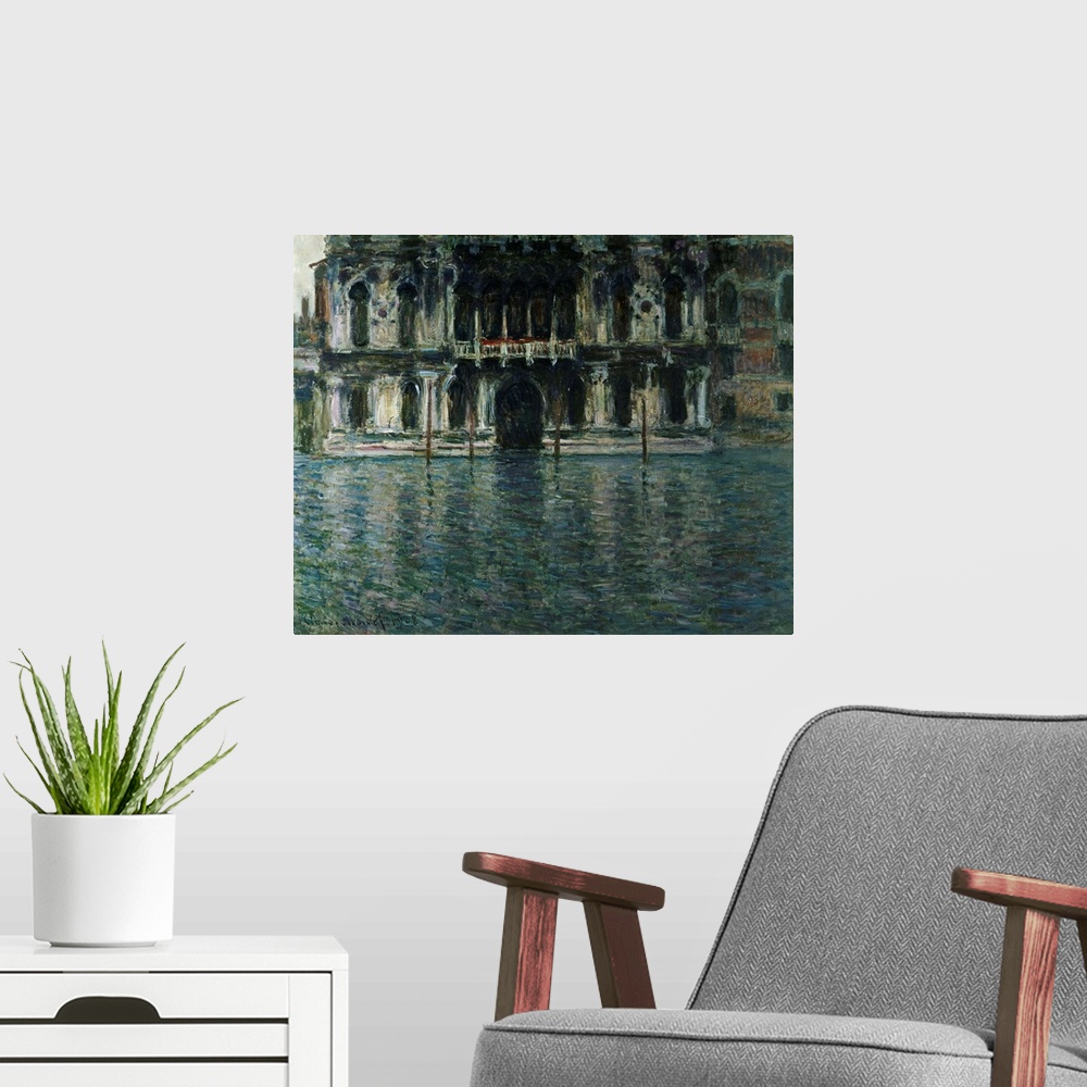A modern room featuring Contarini Palace, Venice By Claude Monet