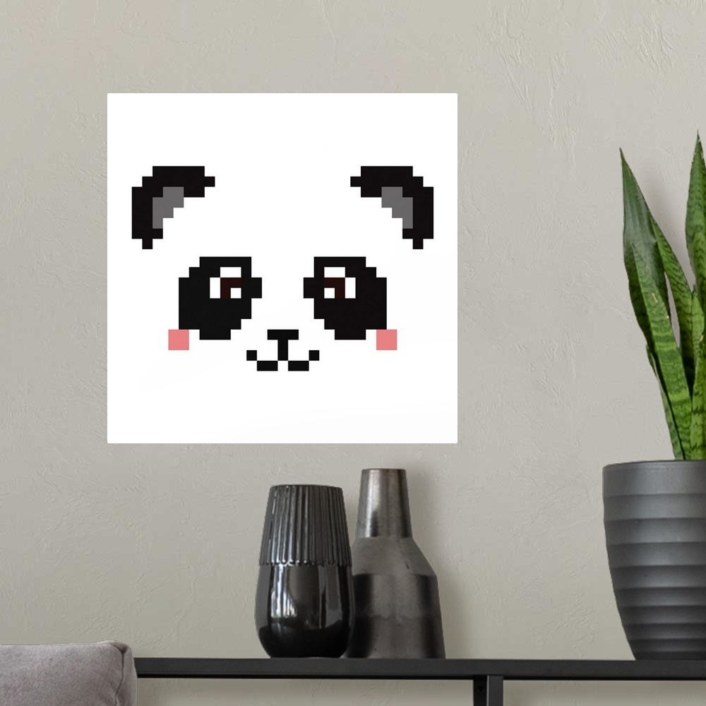 A modern room featuring Cute Pixel Panda Face