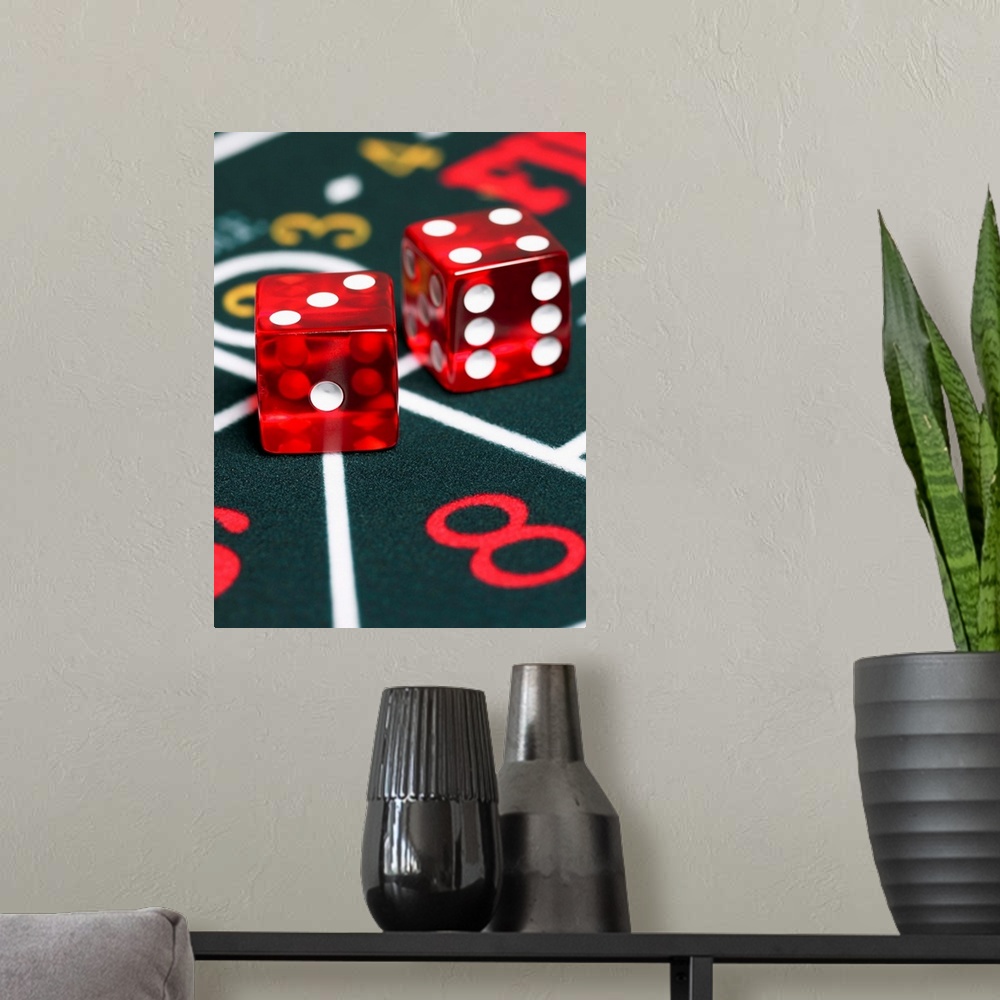 A modern room featuring Dice on craps table