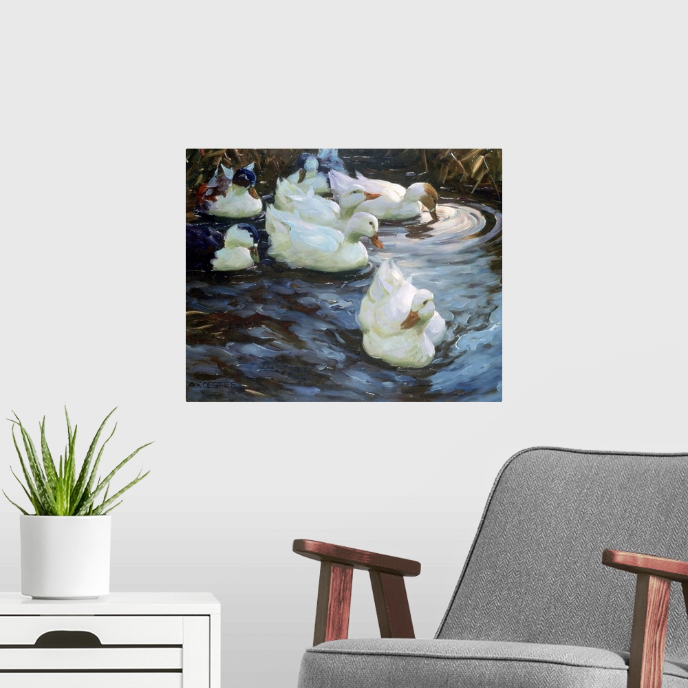 A modern room featuring Ducks on a Pond
