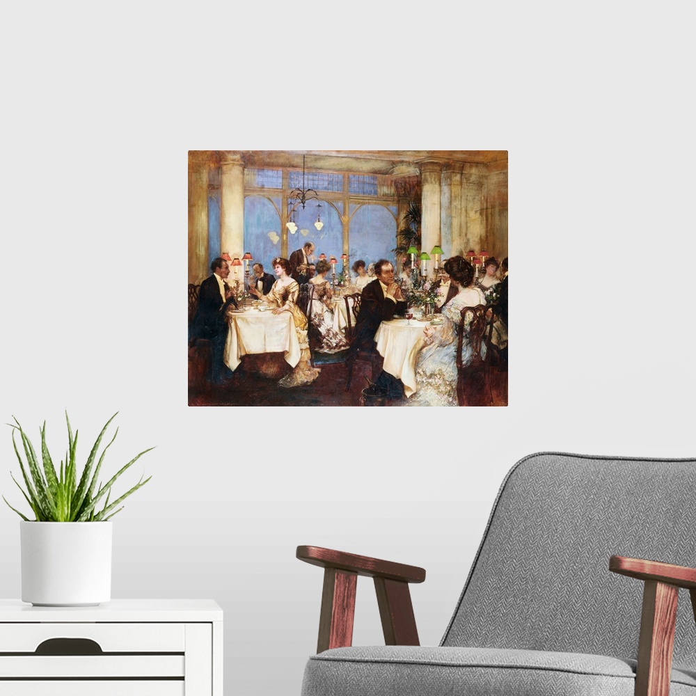 A modern room featuring Elegant Soiree by Albert Chevallier Tayler