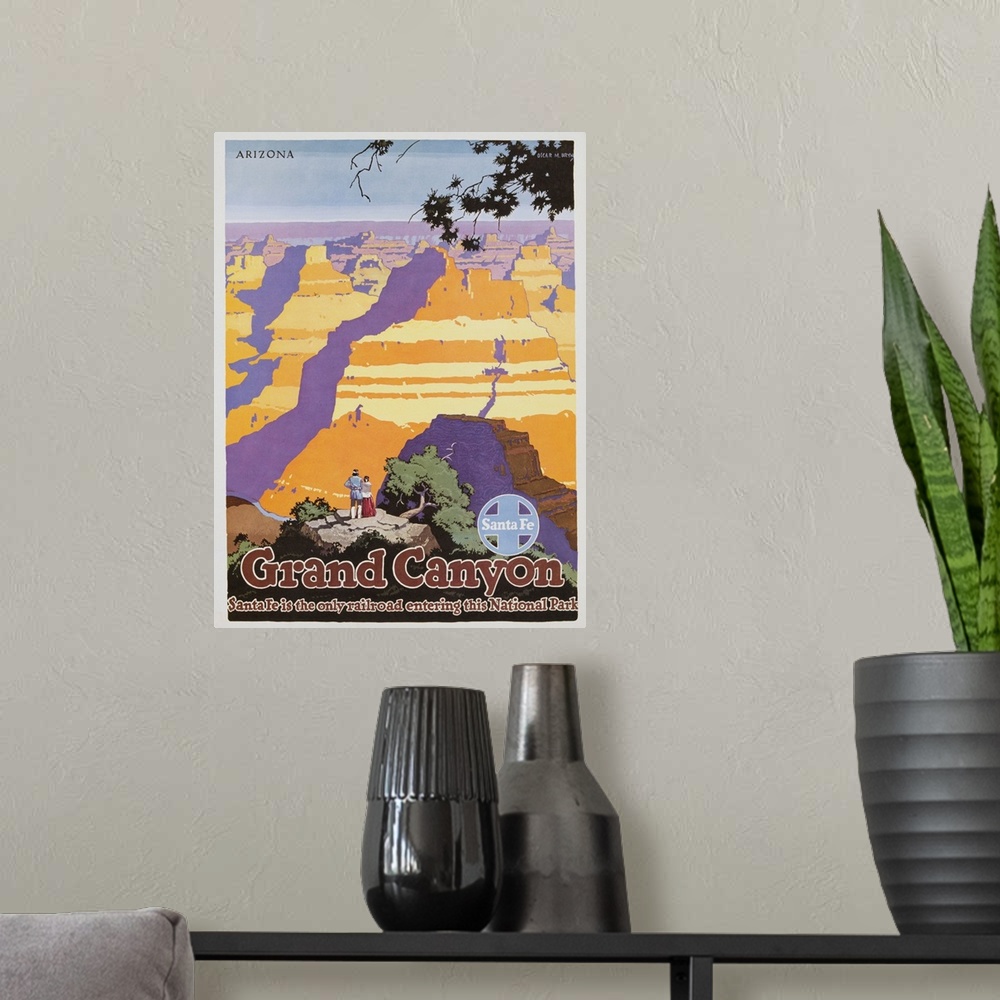 A modern room featuring Grand Canyon Poster By Oscar Bryn