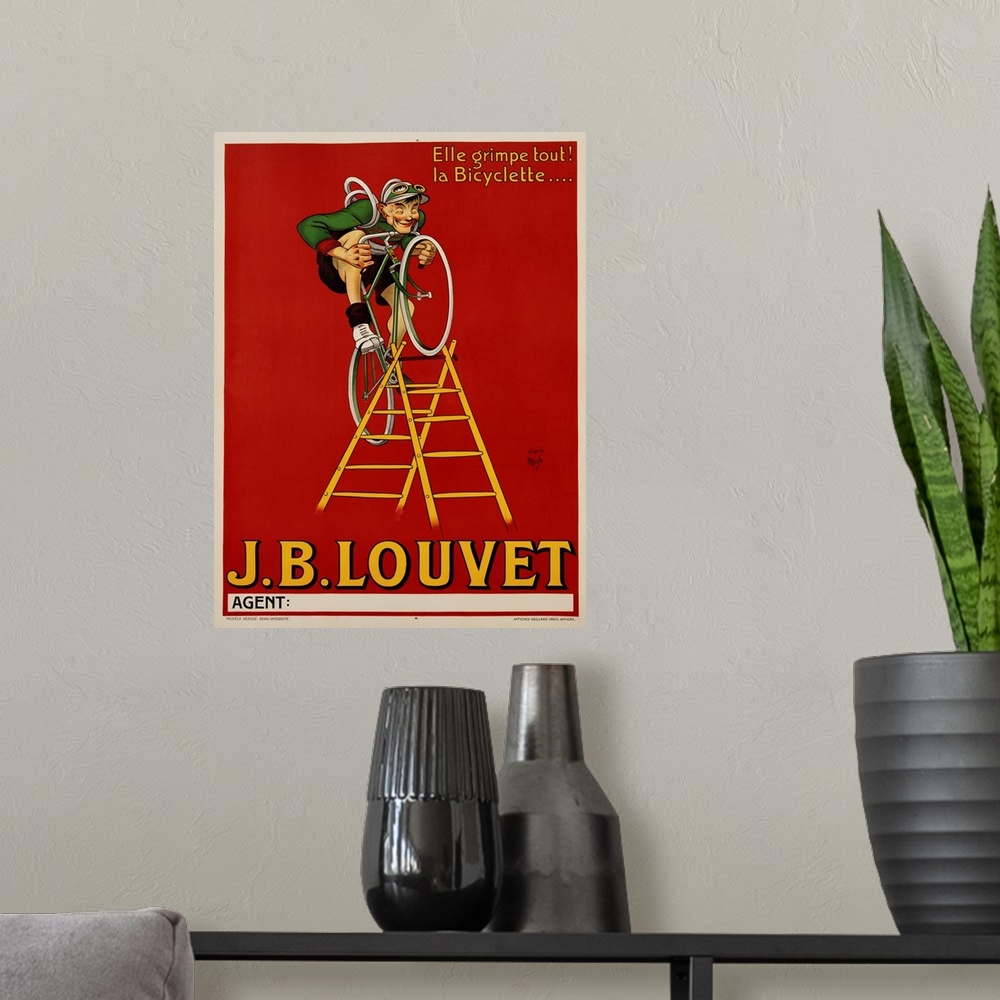 A modern room featuring J.B. Louvet Bicycles Poster By D'Apres Mich