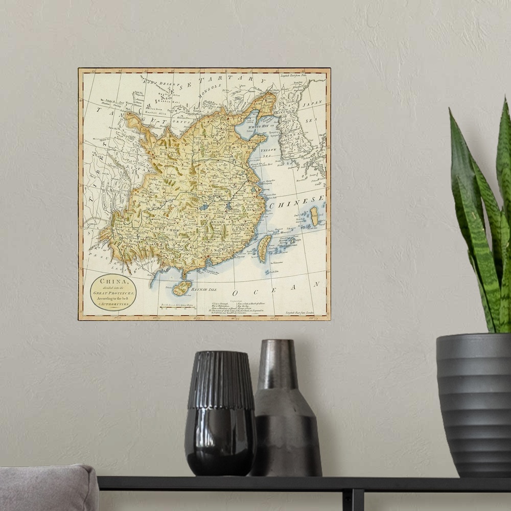 A modern room featuring Map of China