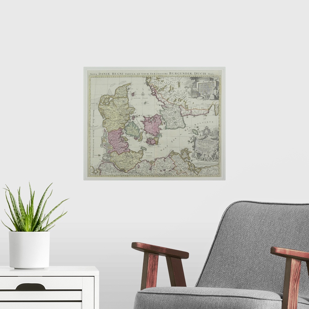 A modern room featuring Map of Denmark