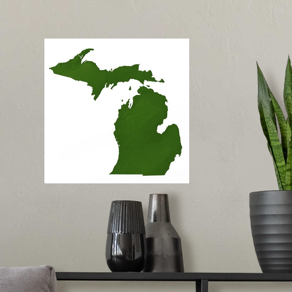 A modern room featuring Map of Michigan