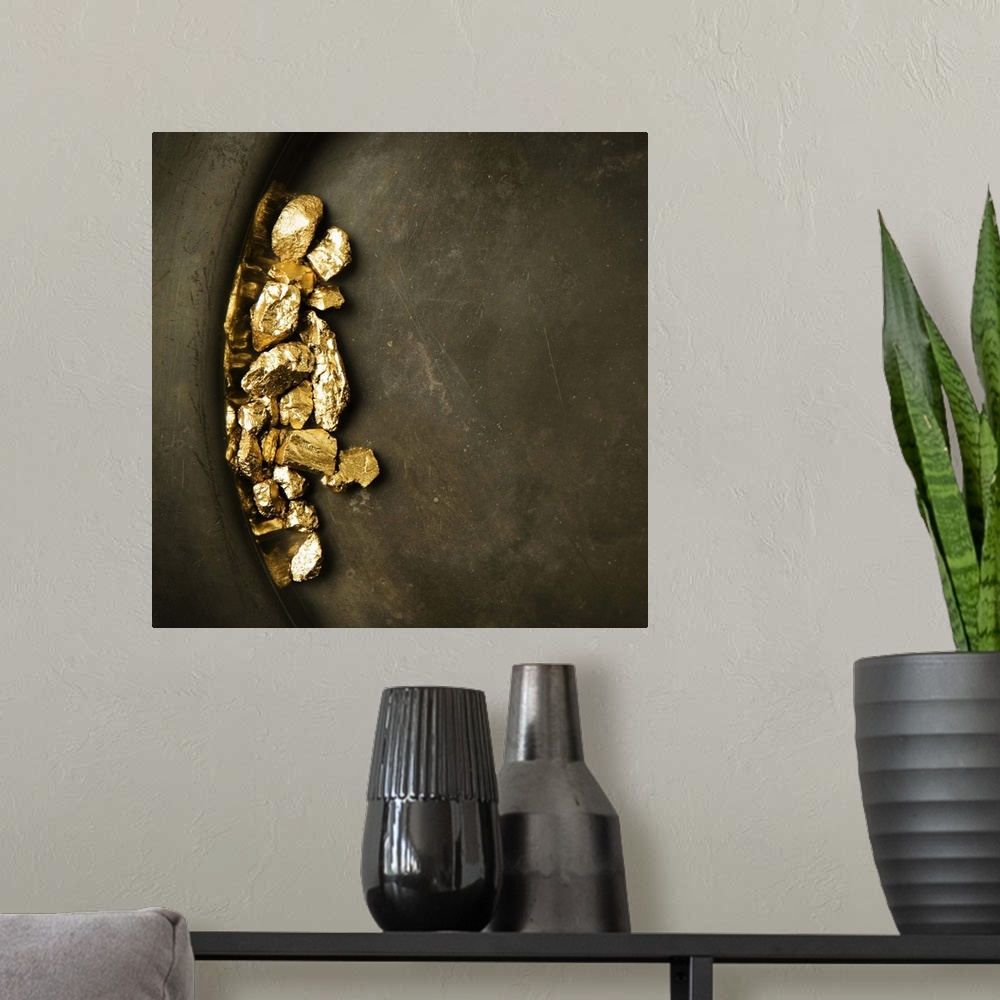 A modern room featuring Panning for gold