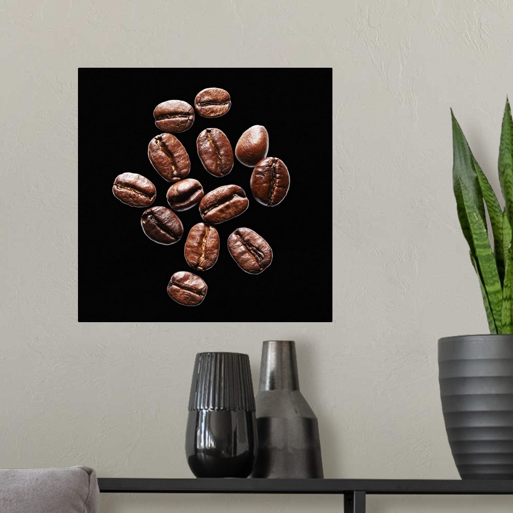 A modern room featuring Roasted coffee beans