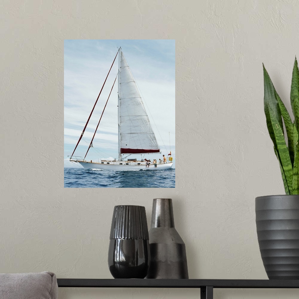 A modern room featuring Sailboat on water