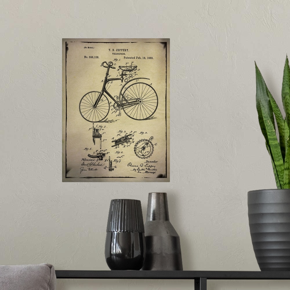 A modern room featuring Bicycle Patent II Buff
