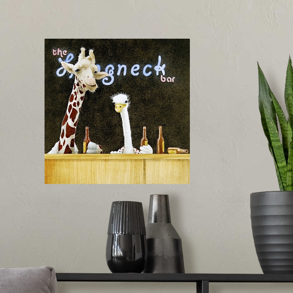 A modern room featuring Couple of Longnecks