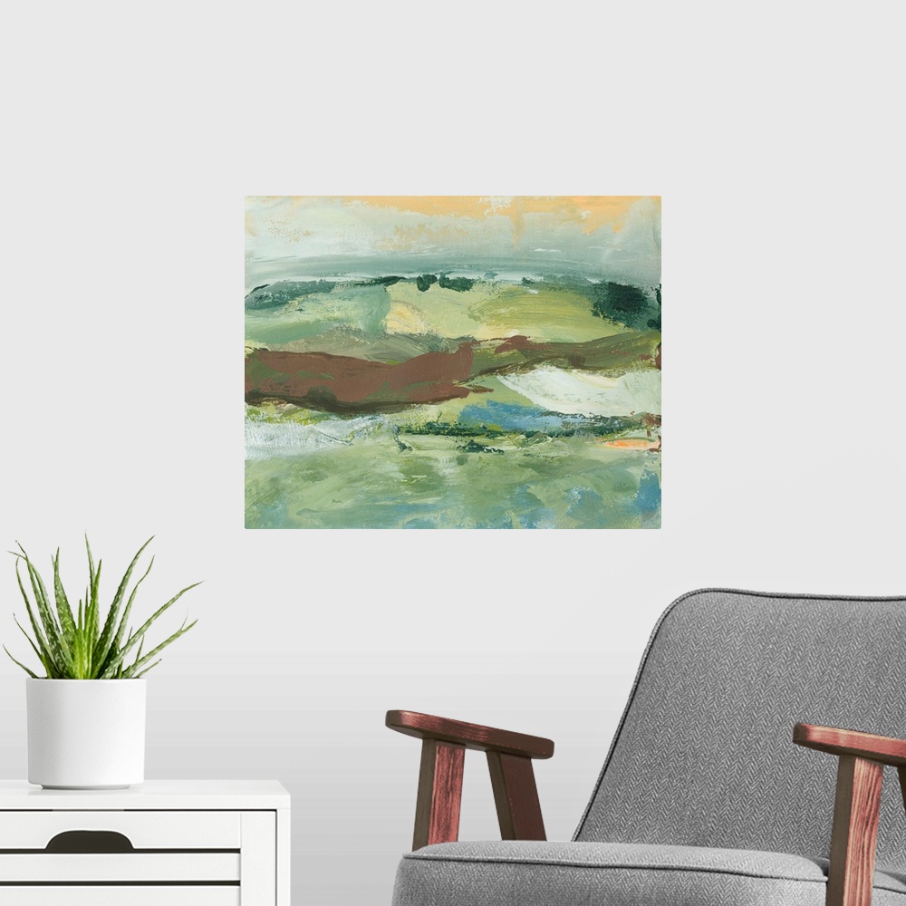 A modern room featuring Landscape Study 18