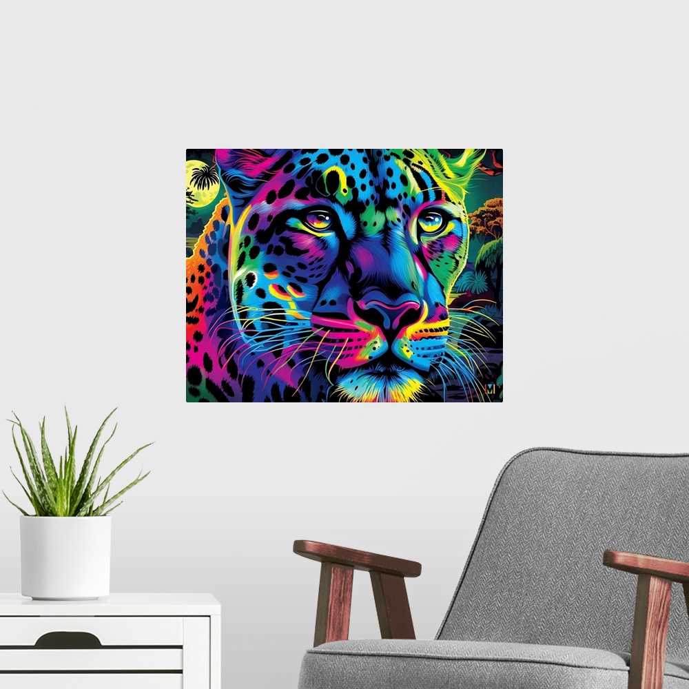 A modern room featuring Black Jaguar Abstract