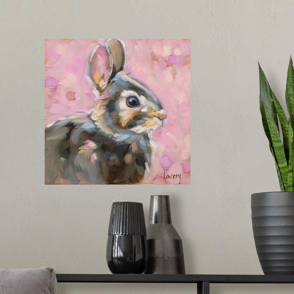 A modern room featuring Pink Spring Bunny