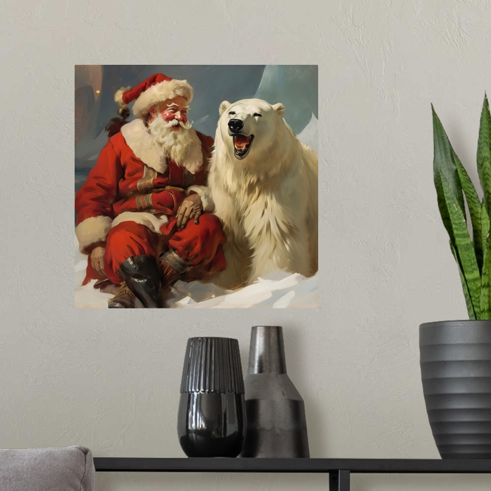 A modern room featuring Santa And Polar Bear