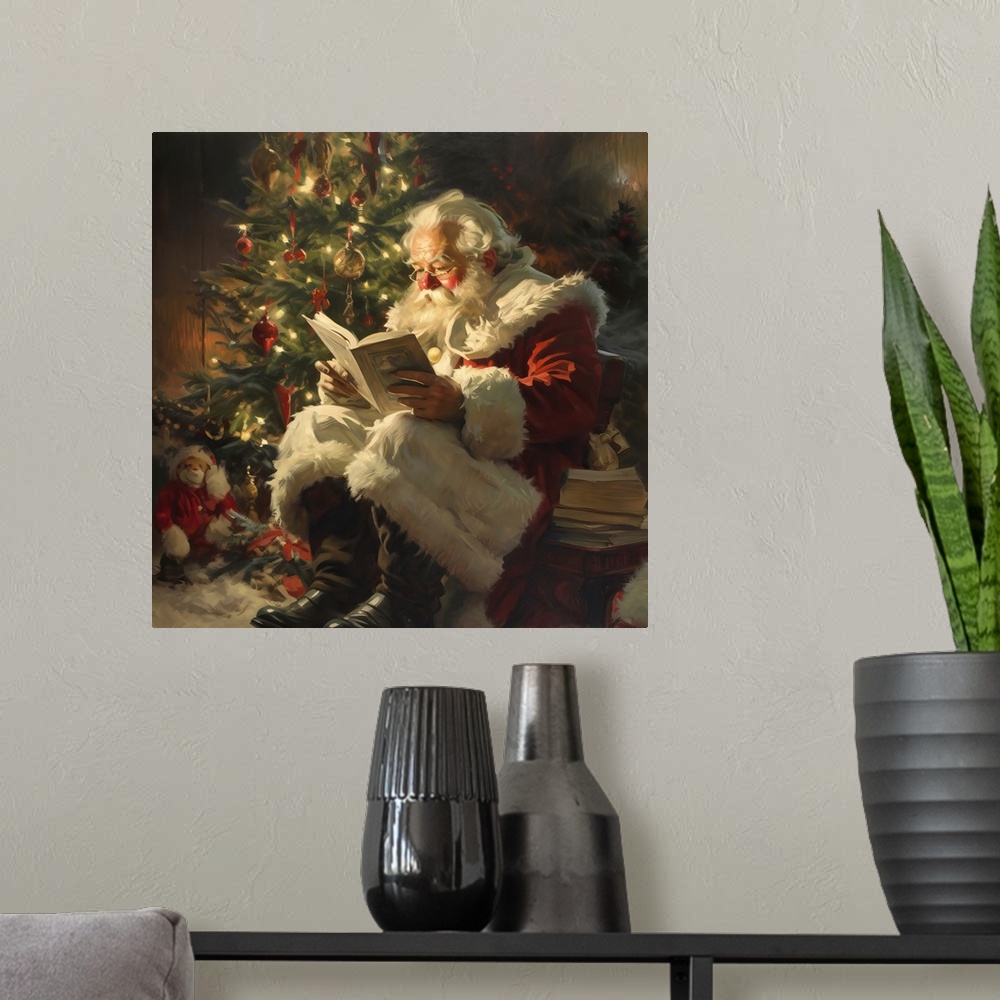 A modern room featuring Santa's Last Minute Check