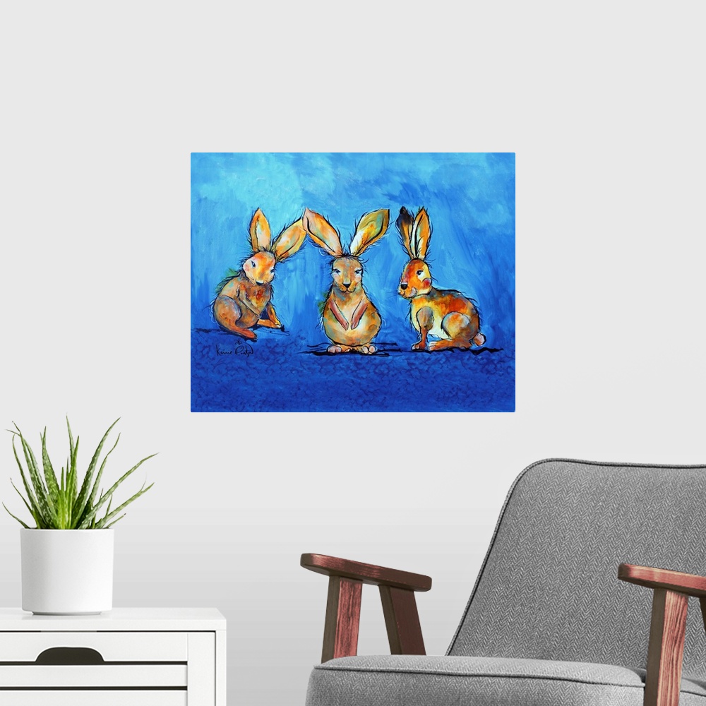 A modern room featuring Three Bunnies