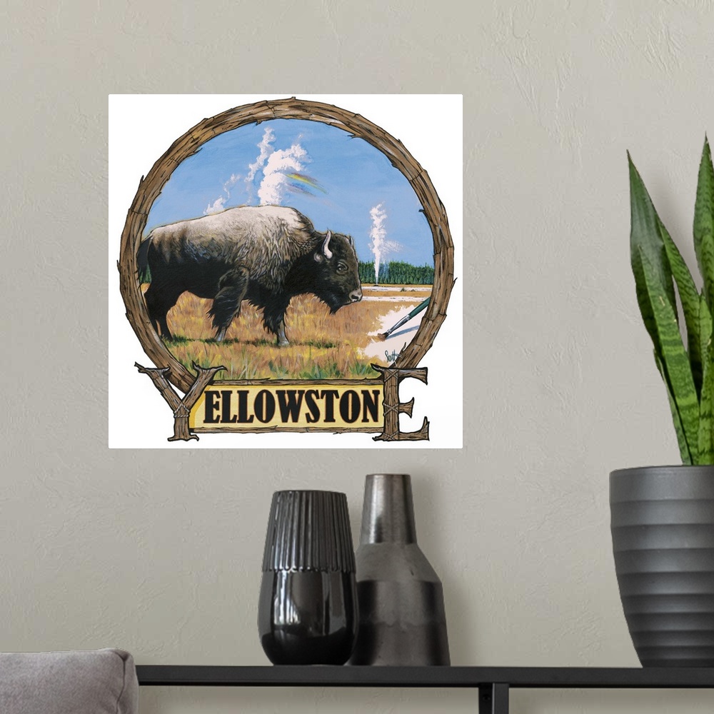 A modern room featuring The Bison