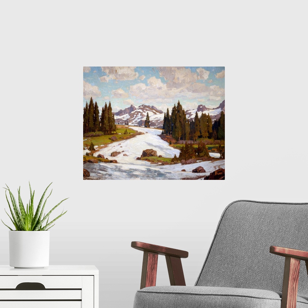 A modern room featuring Winter Landscape