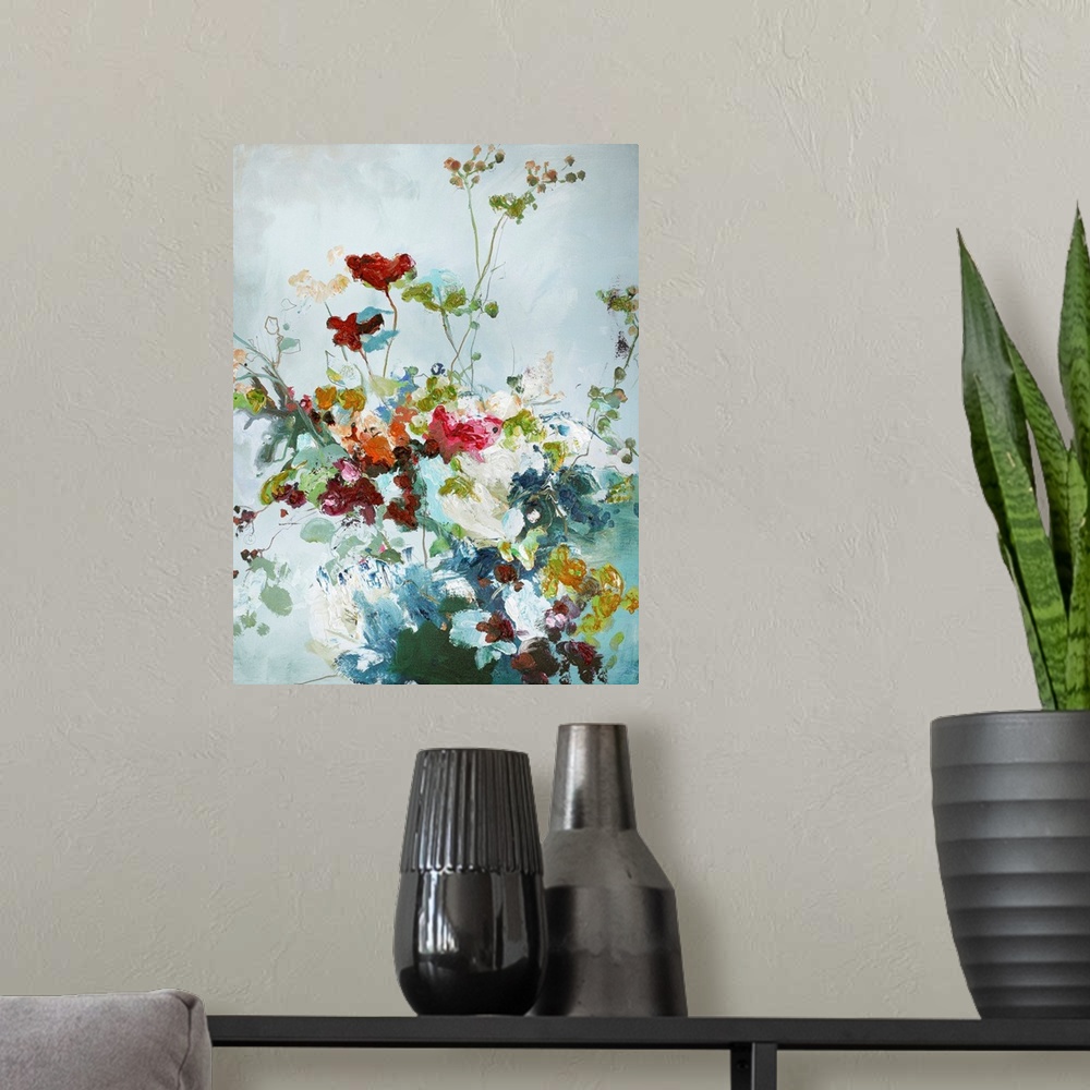 A modern room featuring Abstract Floral 1