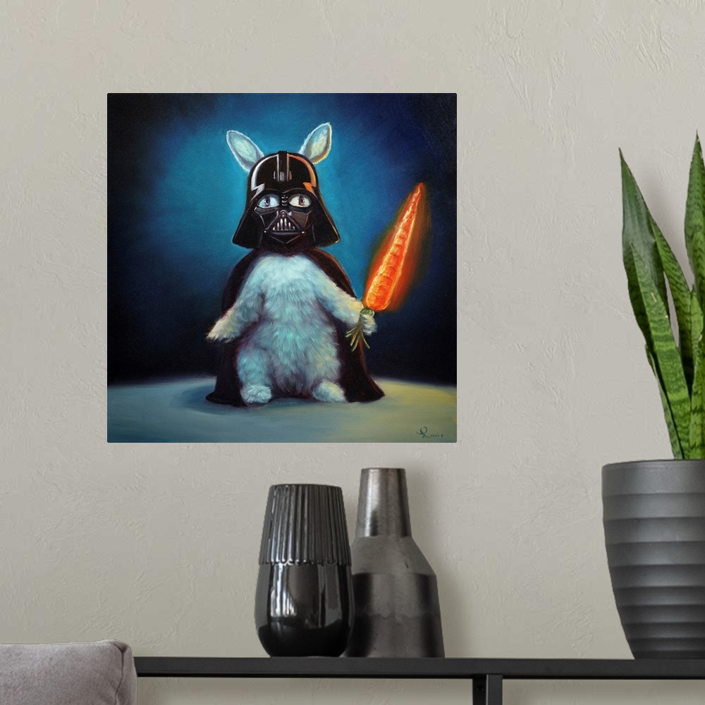 A modern room featuring Bunny Vader